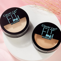 Poudre de maquillage pour le visage de haute qualité Clever Cat, contrôle de l'huile, imperméable, longue durée, mat, 2 couleurs en 1, poudre fixante compacte Fit Me
