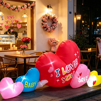 Ensemble de cœurs gonflables pour la Saint-Valentin, décoration de jardin extérieure pour une confession romantique avec lumières LED