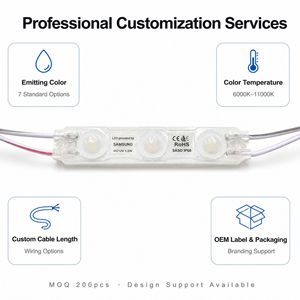 Bande lumineuse LED pour intérieur, fil lumineux LED, barre d'ampoules LED 12V 24V DC avec lentille transparente pour armoire, vitrine, plateau de voiture - Product Image 2