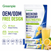 Greenpie Marque Privée – Poudre de supplément d'électrolytes pour adultes, saveur citron gingembre, sans sucre, en sachets individuels