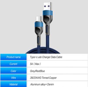 Alloy Micro <b>USB</b> Type-C Braided Cable for iPhone 3A Fast Charging Nylon Charger Cable with Copper 3ft to 6ft Length Options - Product Image 5