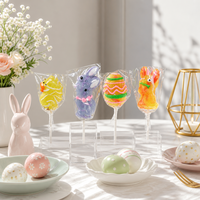 Vente en gros de sucettes de Pâques de 12 g, assortiment de bonbons durs en forme de lapin, d'œuf et de poussin, dans une boîte PDQ, pour offrir en cadeau pendant les fêtes