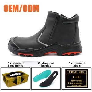 حذاء السلامة الرجالي المقاوم للماء، بجلد أسود ونعل مطاطي مقاوم للانزلاق والحرارة، مزود بمقدمة من الألياف الزجاجية ومقاوم للثقب، بدون أربطة - Product Image 4