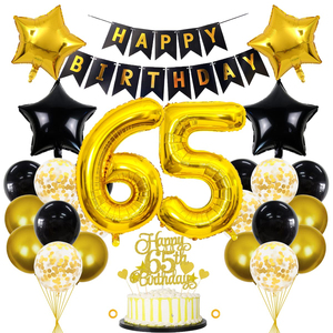 Guirnalda de Globos de Látex y Metalizados con Números Negros y Dorados para Decoración de <span class=keywords><strong>Cumpleaños</strong></span> Número <span class=keywords><strong>65</strong></span>, en Paquete al por Mayor para Fiestas de Hombres y Mujeres - Product Image 1