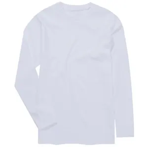Custom men 100% Cotton White Long Sleeves Long Sleeve O-neck T Shirt knitted 100% Cotton Long Solid Long sleeve t shirt