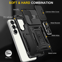 Protection de la confidentialité de l'objectif coulissant et rotation à 360° °   Étui avec support rotatif pour Samsung Galaxy S24+, coque de protection antichoc contre les chutes