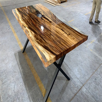Meja Makan Kayu Walnut Gaya Mewah dengan Resin Epoxy untuk Restoran, Meja Makan Kayu dengan Resin Epoxy