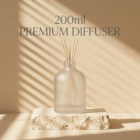 Bouteille diffuseur de parfum de luxe 200 ml en verre dépoli mat, cylindrique, à base épaisse, avec bouchon à vis, vide, pour arômes et fragrances - Bien-être à domicile