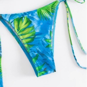 Hot Selling New Leaf Print 3 Piece <b>Bikini</b> <b>Set</b> With Mesh <b>Cover</b> <b>Up</b> Women Split Swimwear European American Style Beach Bathing Suit - Product Image 2