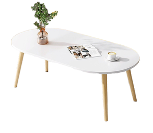 Dareko 2025 Bàn cà phê đơn giản Bàn cà phê độc đáo đồ nội thất phòng khách Bàn cà phê hình bầu dục Bàn cà phê Trắng bàn trà - Product Image 1