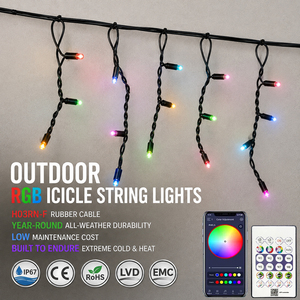 ไฟประดับสายรุ้ง RGB แบบแท่งทองแดง ควบคุมผ่านแอพ สายยางสีดำ กันน้ำ IP65 ทนความเย็น ใช้ได้ทุกสภาพอากาศ เหมาะสำหรับตกแต่งคริสต์มาสกลางแจ้ง - Product Image 1