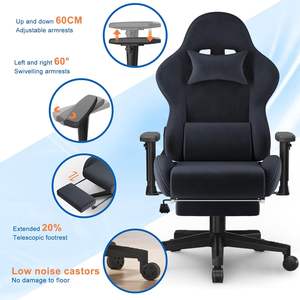 Chaise de jeu populaire à prix DDP, chaise de jeu bon marché, grande chaise de jeu en alcantara grise, chaise de jeu inclinable grande et haute, chaise de jeu gamer pro - Product Image 3
