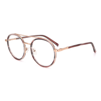 Fourniture d'usine de lunettes de haute qualité montures rondes lunettes à monture optique en acétate pour hommes lunettes unisexes à charnière en métal