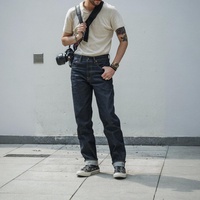 Nouvel Arrivage Jean Homme Rétro Non Extensible Coupe Droite Slim 15oz Poids Lourd Classique 5 Poches Design Brut