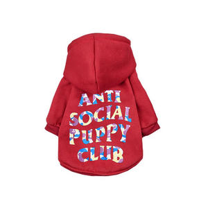 Thiết kế sang trọng Puppy hoodie mùa đông ấm áp Pet Dog áo khoác áo chống xã hội Puppy Câu lạc bộ in mô hình dễ thương New Dog quần áo cotton - Product Image 5