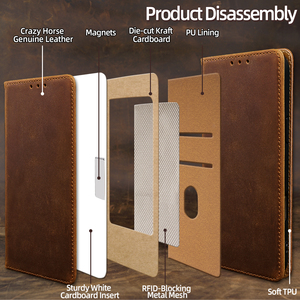 Funda Tipo Libro de Cuero Genuino Vintage con Ranuras para Tarjetas, a Prueba de Golpes, Magnética, para Samsung S26 S25 Ultra S24 S23 FE S22 <span class=keywords><strong>S21</strong></span> Plus - Product Image 6