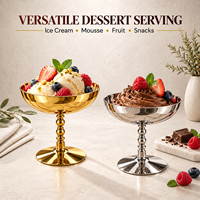 Bol à dessert sur piédestal en acier inoxydable doré et argenté pour Noël, mariage, fête, hôtel, buffet et traiteur événementiel