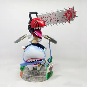 Animation Chainsaw Man Denji With Shark Action Figure Toys Collection Anime Model Vinyl Figurine Doll Gift