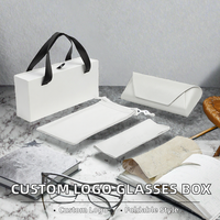 Boîte à lunettes pliable en PU rectangulaire avec logo personnalisé, étui en carton pour le rangement des lunettes de soleil et des lunettes de vue
