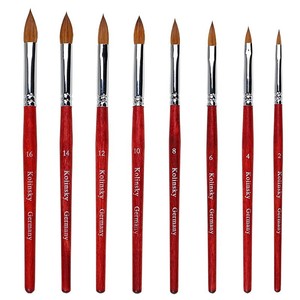 Pinceau à ongles Kolinsky, manche en bois rouge, virole sertie, taille 2-18, pinceau pour gel acrylique pour manucure - Product Image 5