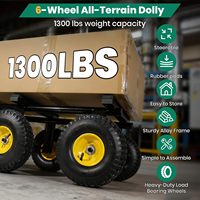 Chariot tout-terrain à 6 roues, chariot robuste, capacité de 1300 lb, roues gonflables de 10 pouces, pliable et portable pour les maisons, les entrepôts et le stockage
