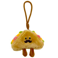 Porte-clés en peluche créatif Thème Thé de l'après-midi, Pendentif figurine mignonne Hamburger et Pain, Breloque de sac
