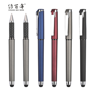 Bolígrafo de Gel de Lujo en Oferta Azul y Negro con Stylus y Logo Personalizado de Marca, Punta de 0.7mm, Tacto Suave de Goma, Regalo Promocional - Product Image 2