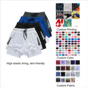 Gym Shorts Herren 90 Polyester 10 Spandex Compression 5 Zoll Quick Dry mit Liner Training Running Short 2 in 1 Herren Gym Shorts