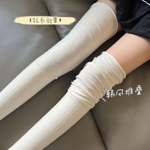 Women Over The Knee <b>Socks</b> White Thigh High Solid Color Sweat Absorbing Odor Resistant Thermal For Autumn <b>Winter</b> - Product Image 1
