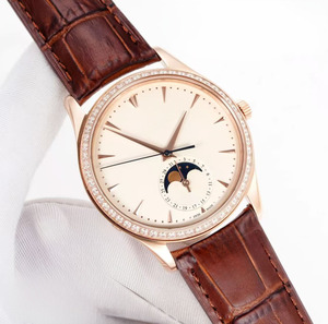 Reloj mecánico automático de oro rosa de alta calidad con caja completamente adornada con diamantes y cristal de zafiro para hombre y mujer - Product Image 1