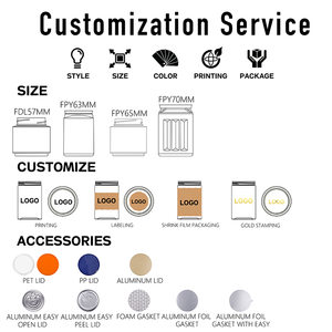 צנצנות פלסטיק לאחסון מזון ריקות בסיטונאות, 50 גרם, 250 מ\\\"ל, 350 מ\\\"ל, 500 מ\\\"ל, לממתקים, עוגיות, אגוזים וחטיפים, צנצנת מותאמת אישית 4 אונקיות, 8 אונקיות עם מכסים. - Product Image 2