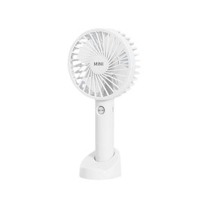 Mini ventilateur de poche portable mignon, petit, blanc, en plastique, avec base, rechargeable par USB, style dessin animé - Product Image 1