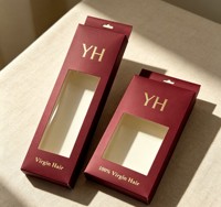 Boîte suspendue en papier noir de luxe, personnalisable avec logo, écologique, biodégradable, recyclable, avec fenêtre de présentation et dorure à chaud, pour perruques et bijoux