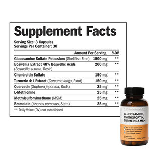 OEM bổ sung sức khỏe chung <span class=keywords><strong>Glucosamine</strong></span> viên nang với Chondroitin MSM nghệ hình thức bổ sung dành cho người lớn hỗ trợ doanh tùy chỉnh - Product Image 2