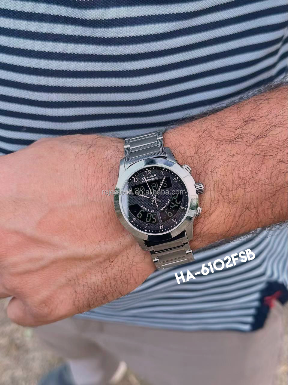 AL-HARAMEEN Factory HA-6102 Stainless Steel Prayer Watch