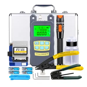 FTTH Fiber Optic Cable Splice Tool Kits with Fiber Optic Cutting Tools/Stripper/Visual Fault Locator VFL