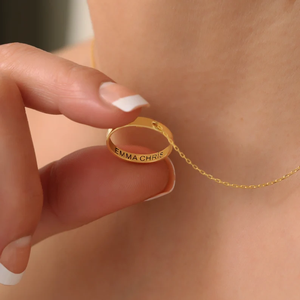 Collar de Acero Inoxidable con Colgante de Anillo de Mensaje <span class=keywords><strong>Secreto</strong></span> Personalizado, Minimalista, con Círculo Interior - Product Image 1