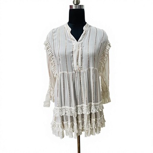 Chemisier blanc décontracté à manches longues pour femme, haut à pois noirs, en Polyester, boutons, printemps, Offre Spéciale - Product Image 1