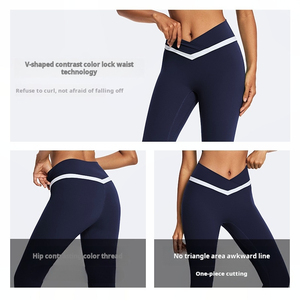 Conjunto de traje de Fitness adelgazante de tela renovable respetuosa con el medio ambiente con bloqueo de Color, traje de Yoga adelgazante para deportes al aire libre, <span class=keywords><strong>S</strong></span> para mujer - Product Image 4
