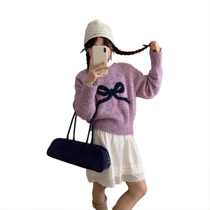 Pull à col rond pour femme, style nouveau, haut de gamme, personnalisable, style décontracté, haut ample, tricot à manches longues pour femme - Product Image 4