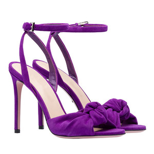 Vendita diretta della fabbrica di Chengdu stile europeo-americano <span class=keywords><strong>sandali</strong></span> <span class=keywords><strong>tacco</strong></span> alto per le donne rosso viola nodo nero alla moda Cross-Border - Product Image 4