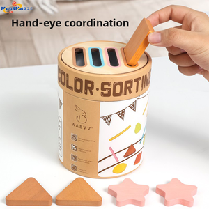 Marsmarie Baby Montessori ถ้วยของเล่นไม้การจำแนกสีสำหรับเด็กอายุ2ถึง4ปี-ทักษะการใช้กล้ามเนื้อชั้นดีและ<span class=keywords><strong>พัฒนาการ</strong></span>ทางประสาทสัมผัส - Product Image 4