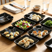 ESTICK Assiette de banquet carrée en porcelaine à compartiments indépendants pour réunions de famille, style japonais minimaliste, compatible micro-ondes, plat profond, prix bas