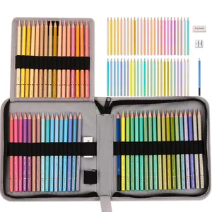KALOUR 53Pcs 50 Color Macaron Professional Colored Pencil Set in Zipper Nylon Case for Art with 72 120 180 240 Colour Available