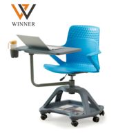 Chaise de formation mobile d'étudiant d'école de bureau de conférence chaise en plastique avec le bloc-notes d'accoudoir