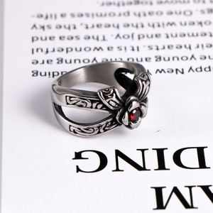 Vintage Style Rose Bow Pattern <b>Ring</b> <b>Titanium</b> Steel Men's Cubic Zirconia Gift Jewelry SA620 - Product Image 2