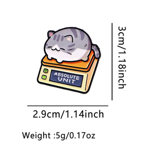Broche amusante en émail en forme de chat avec balance, badge animal mignon pour revers, cadeau, accessoire de sac à dos, vente en gros de pins métalliques en vrac - Product Image 6