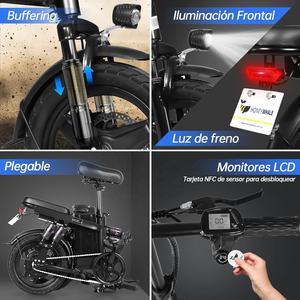 Vélo électrique pliable pour adultes HONEYWHALE S6 Pro-S, moteur 750W max, vitesse max 35 km/h, autonomie 50 km, déverrouillage intelligent NFC, entrepôt Mexique - Product Image 3
