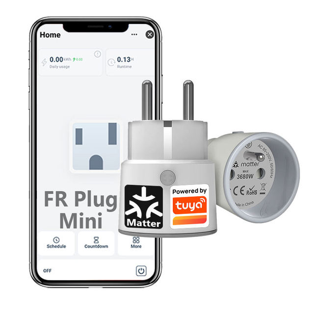 MT-WR07WM Matter FR Mini Smart Plug Tuya Matter Over WiFi FR Powering Metering Plug Support Apple Home No Need Hub