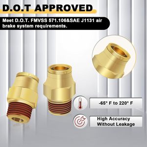 1/2\&quot; DOT Brass <strong>Quick</strong> Connect Air Line Fittings 1/2\&quot; OD Tube 3/8\&quot; NPT <strong>Thread</strong> for High-Pressure Truck Trailers Industry Air - Product Image 4